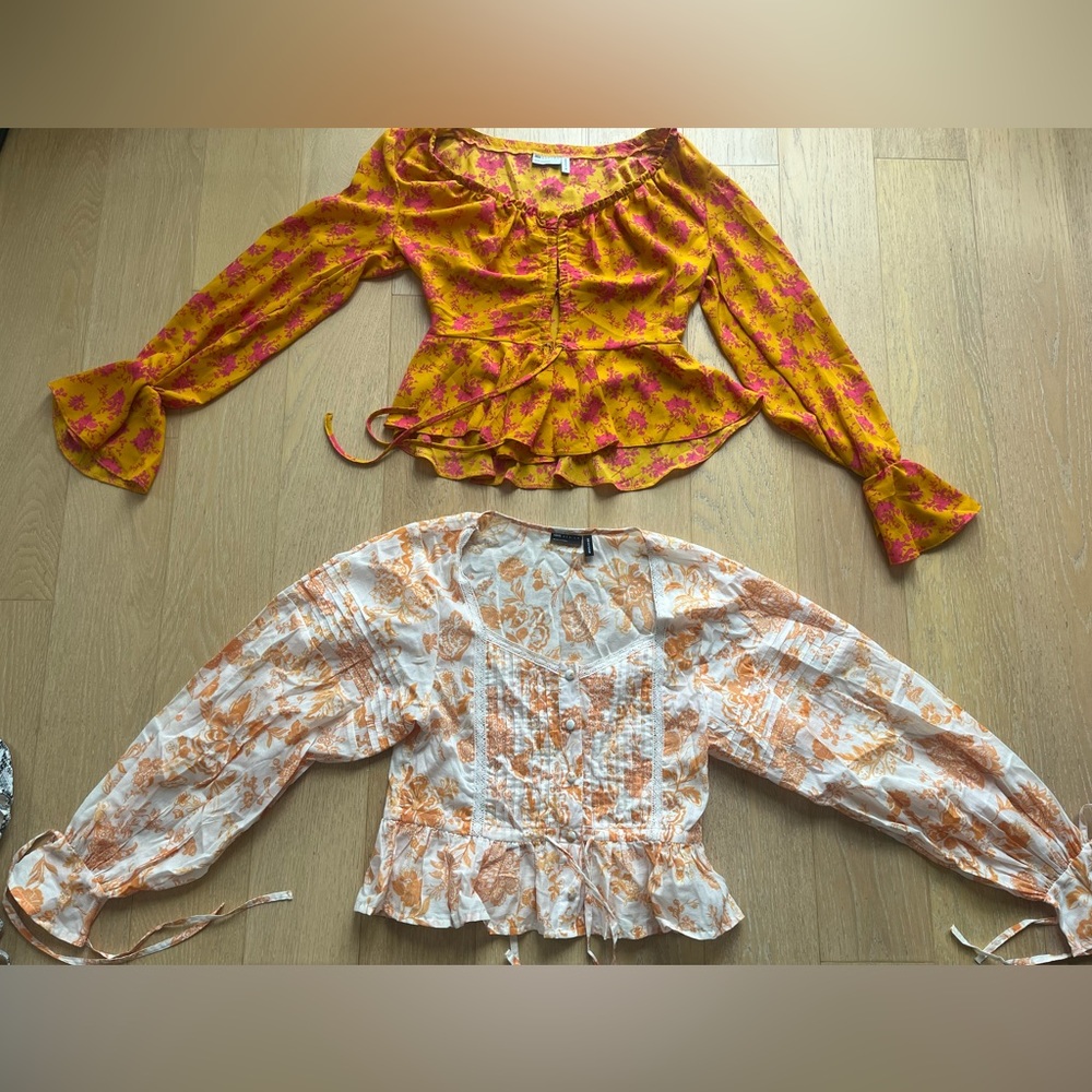 Two Floral Button Up Blouses
